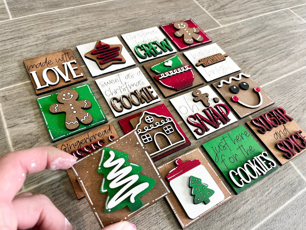 MINI Gingerbread Christmas Interchangeable Leaning Sign File SVG, Cookies Santa Tiered Tray Glowforge, LuckyHeartDesignsCo