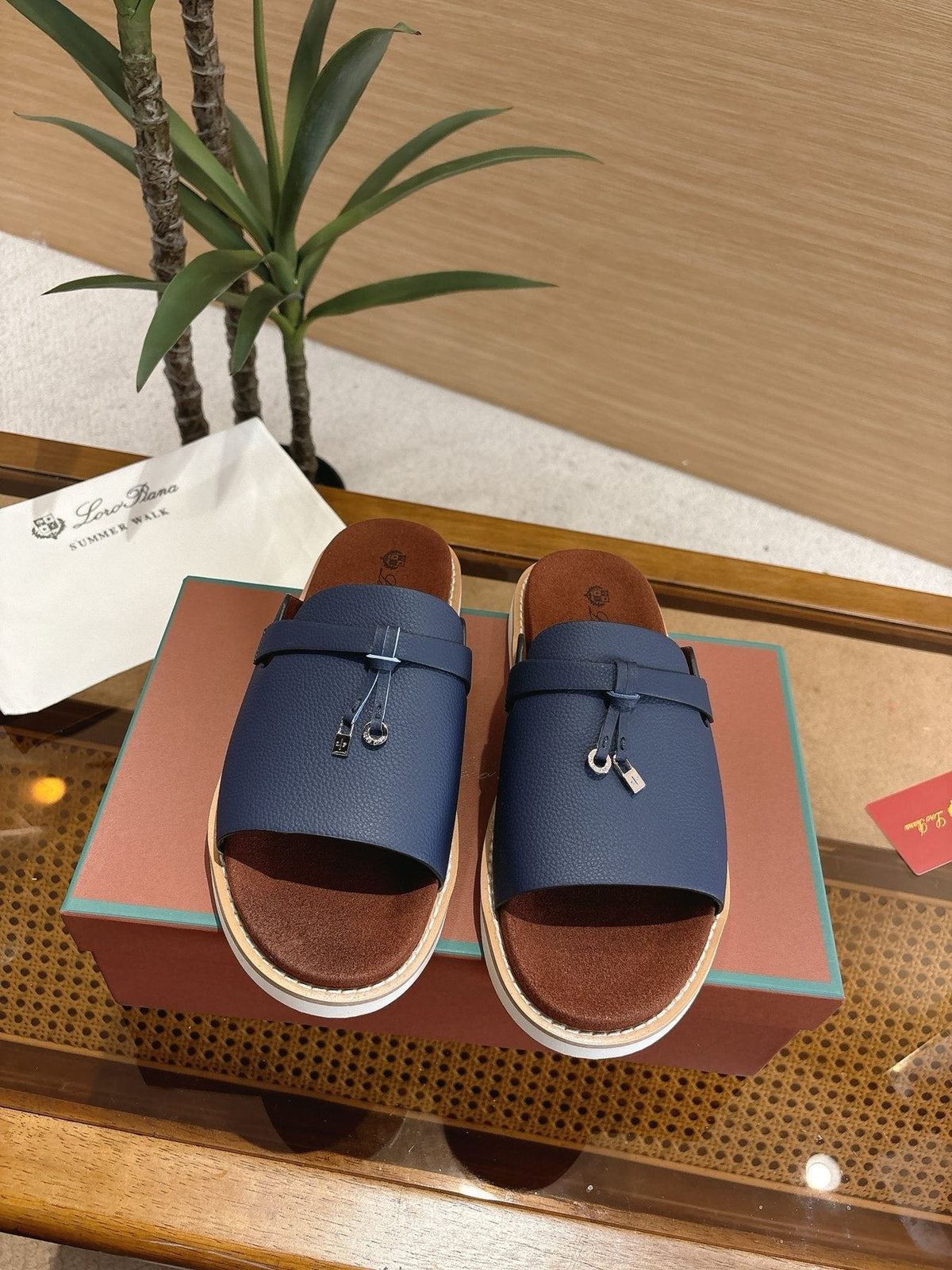 Loro Piana Men's Textured Leather Mule Sandals